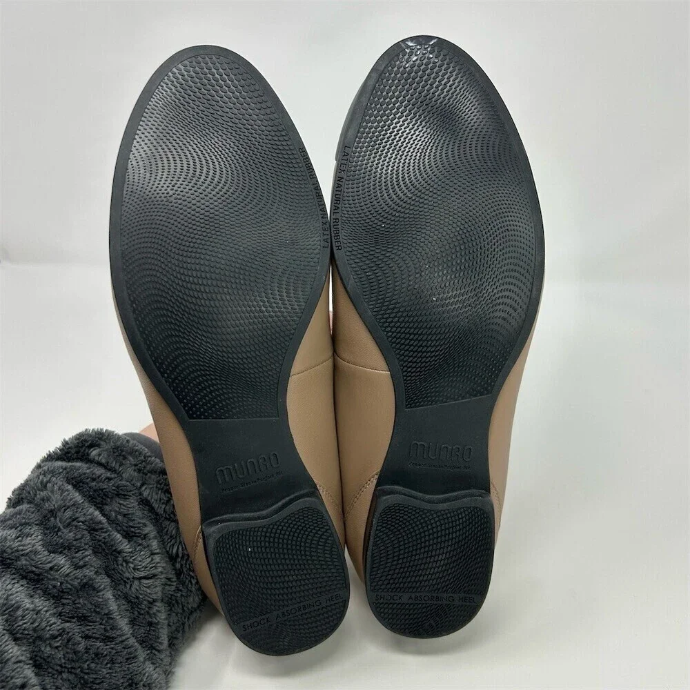 Munro Womens Cap Toe Ballet Flats Beige Black Arch Support Slip-On Size 8 WW